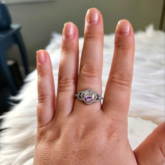 NWT Ryze Aurora Borealis Crystal .925 Sterling Silver Ring - Picture 8 of 8